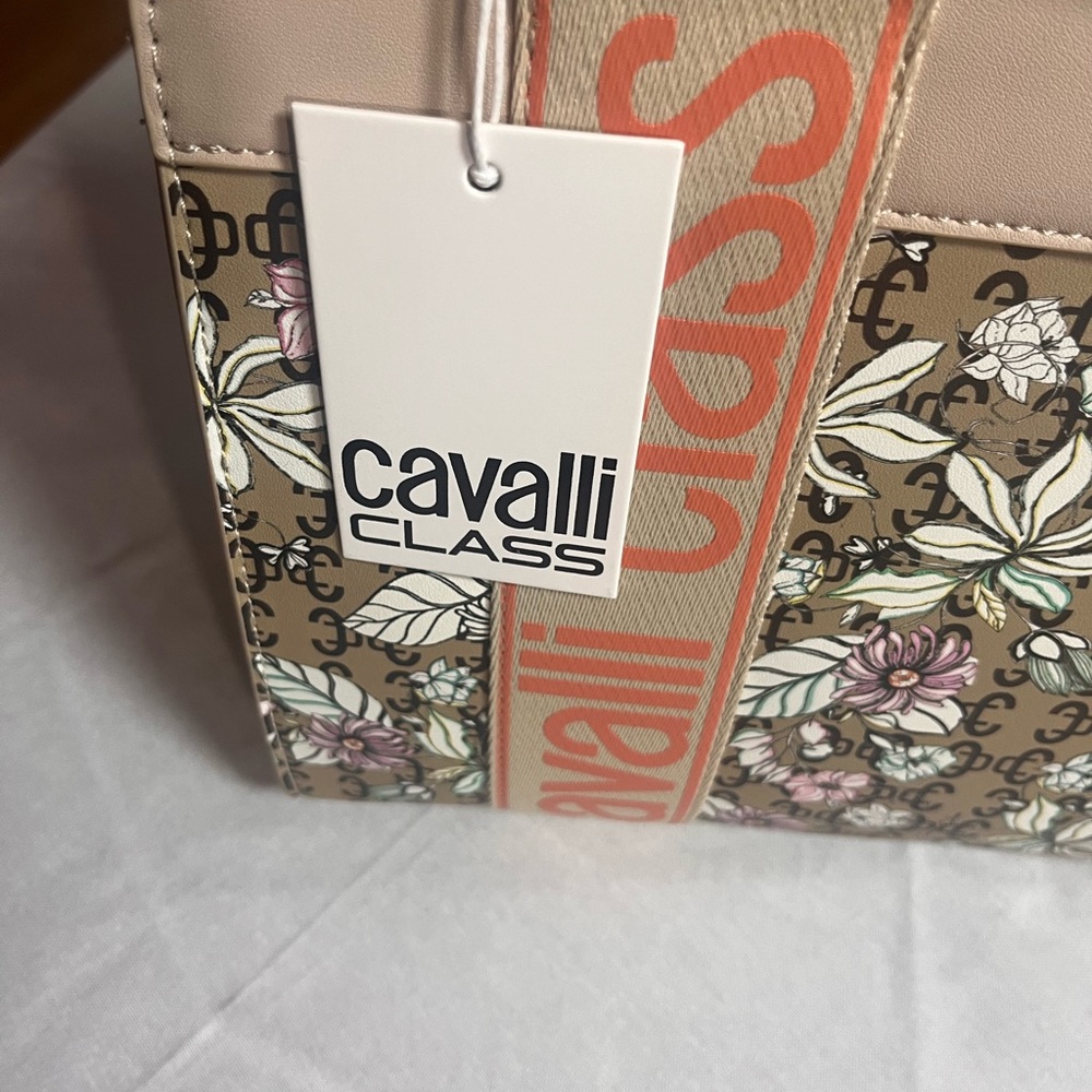 Cavalli Class Beige Floral Tote - Picture 6 of 7
